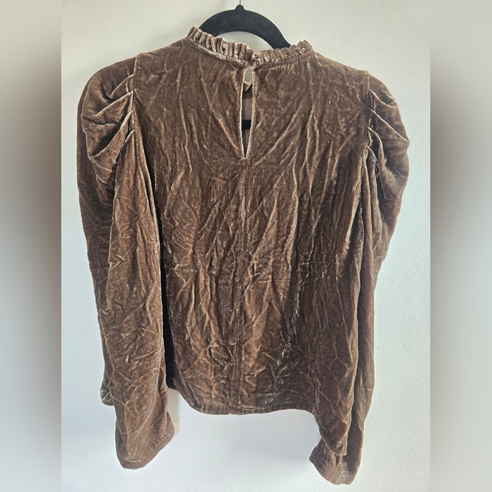 Ulla Johnson Puff Sleeve Blouse Brown Velvet - Picture 9 of 9
